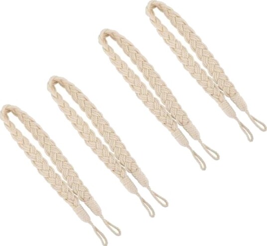 4 paknings gardinbånd Flettet bomull lin polyester tau holdbacks for stue soverom bad balkong 24 tommer beige