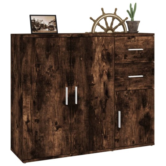 vidaXL Skjenk røkt eik 91x29,5x75 cm konstruert tre vidaXL Skjenk røkt eik 91x29,5x75 cm konstruert tre