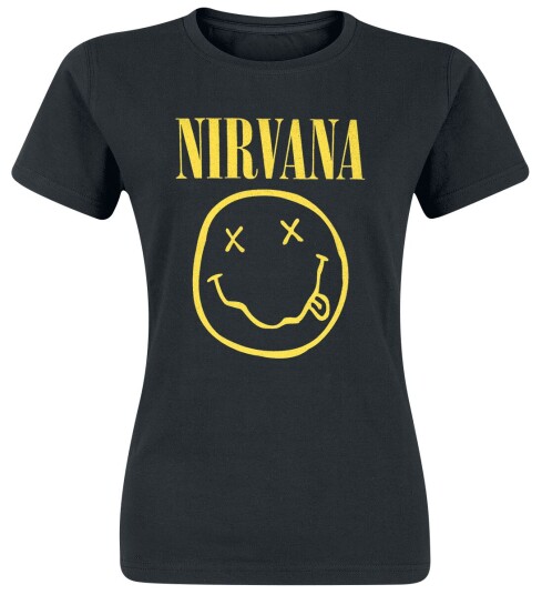 Nirvana T-skjorte Smiley Logo S til XXL Damer svart