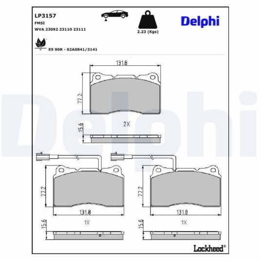 Bremseklosser DELPHI LP3157 Bremseklosser DELPHI LP3157