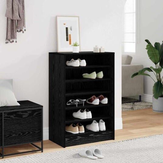  Skohylle Svart Eik 60x35x92 cm Laget av tre