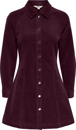 ONLY Onlzeva L/S Short Cord Dress Cc Pnt Burgundy M ONLY Onlzeva L/S Short Cord Dress Cc Pnt Burgundy M