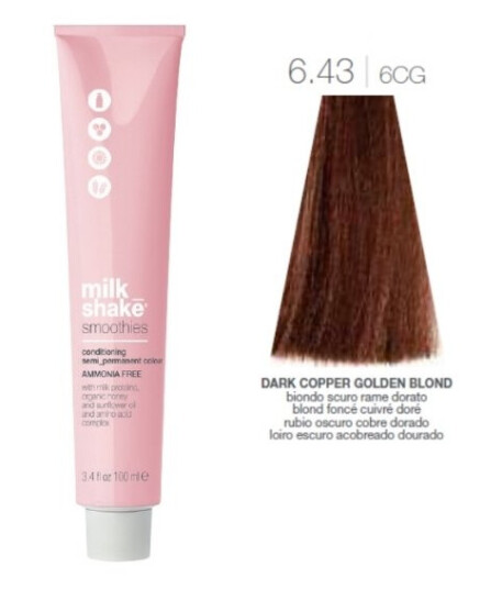Milk Shake Milk Shake Smoothies Ammonia-Free Semi-Permanent Hair Dye 6.436Cg Dark Copper Golden Blond 100 Ml For Women