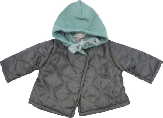 Asi Dukkeklær   43 46 cm   Quiltet Jakke m. Hette   Dark Grey An   Asi   OneSize   Dukkeklær Grå Grønn