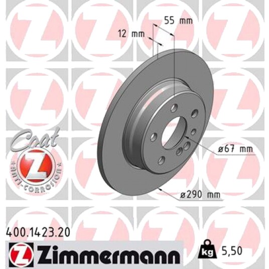 Bremseskive ZIMMERMANN 400.1423.20