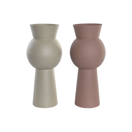 Dkd Home Decor Vase Dkd Home Decor Beige Rosa Jern 17 X 17 X 40,5 Cm (2 Enheter)