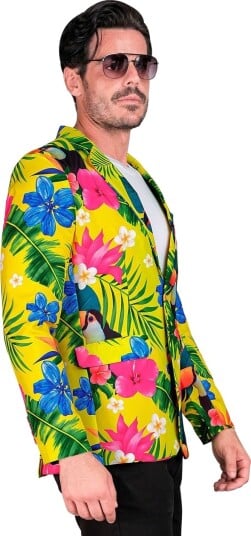 UV Glow Tropisk Kostymejakke til Herre XX Large
