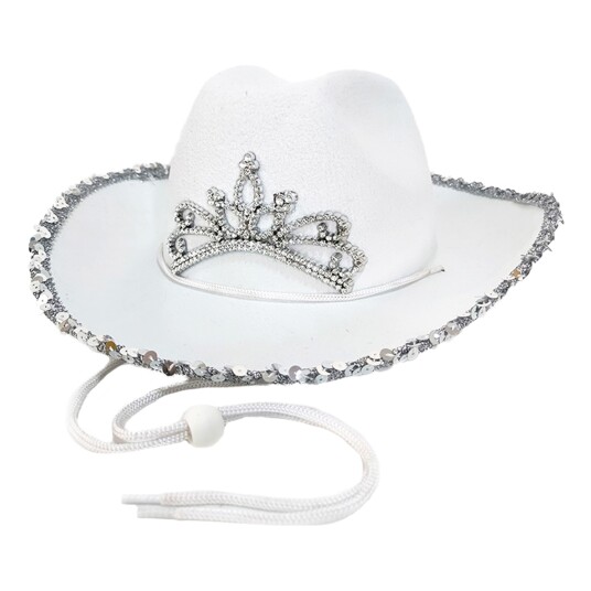 Hisab/Joker Company AB Hvit Cowboyhatt med Hodebøyle - One-size