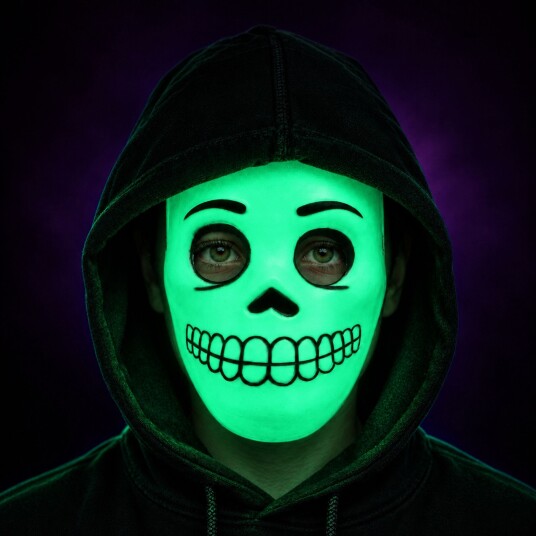 Skjelettmaske Glow in the Dark for Barn - One size
