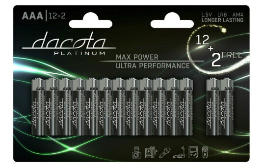DACOTA PLATINUM MAX POWER AAA BATTERIER, 14 STK
