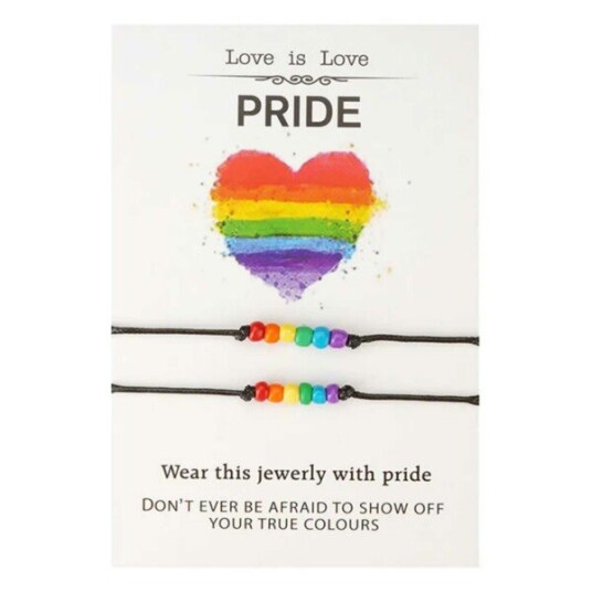 Pride armbånd 2-pack matchende perlearget med kort Pride armbånd 2-pack matchende perlearget med kort