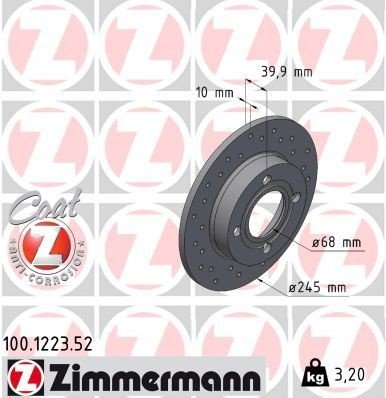 Bremseskive ZIMMERMANN 100.1223.52 Bremseskive ZIMMERMANN 100.1223.52