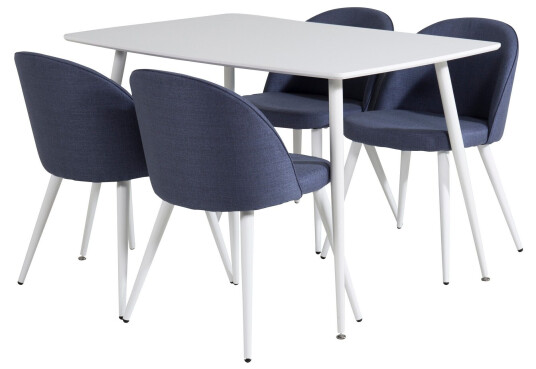 Venture Home Polar Spisegruppe 120 cm Rektangulær med 4 Velvet Stoler Blå