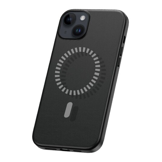 Baseus Iphone 15 Deksel Fauxther Series Magsafe Svart