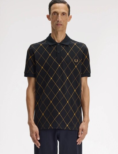 Fred Perry Argyle Print Fp Shirt Black XXL