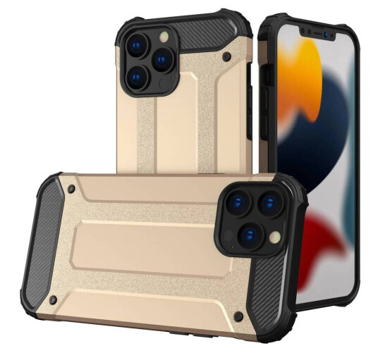 Hybrid Armor Tough Rugged Cover til iPhone 13 Pro gylden