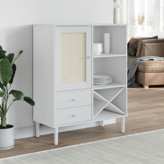 vidaXL Skjenk SENJA rotting utseende hvit 90x40x112 cm heltre furu