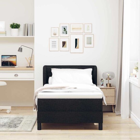 Boxfjærbed med madrass svart 100x200 cm
