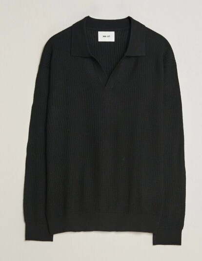 NN07 Nate Wool Knitted Polo Black