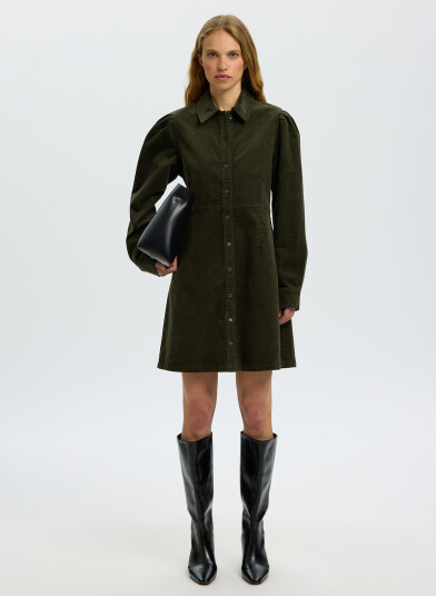 Selected Femme Runa Short Corduroy Dress Grønn 34