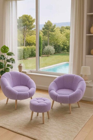 Wing Chair & Pouffe Set (3 Pieces) Atelier Del Sofa -