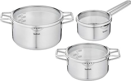 Tefal Nordica 6 deler grytesett Kasserolle 1,5 L, Gryte 3 L, Gryte 5 L, alle inkl. glasslokk