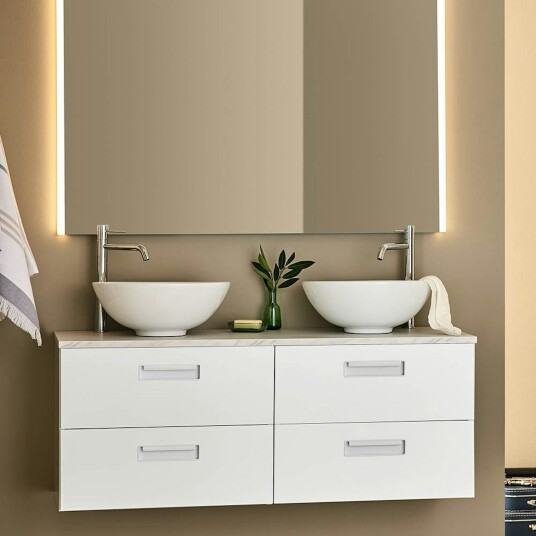 Servantskap Noro Relounge Hvit med Benkeplate Lys Marmor 320334