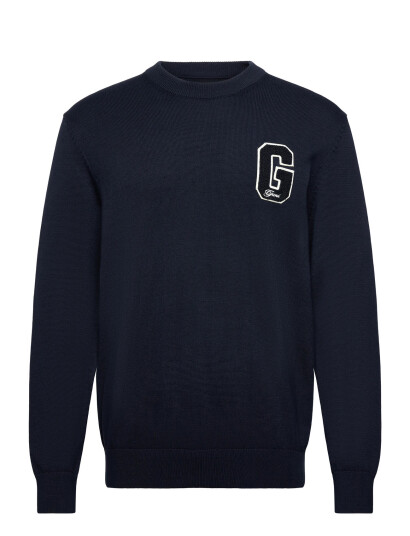 GANT Small Graphic Badge C-Neck - Navy - XL GANT Small Graphic Badge C-Neck - Navy - XL