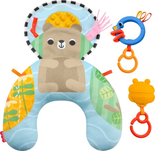Fisher Price Sensory Adventures Tummy Wedge Newborn Support With Teether & Rattle Baby Toys Blue ONE SIZE