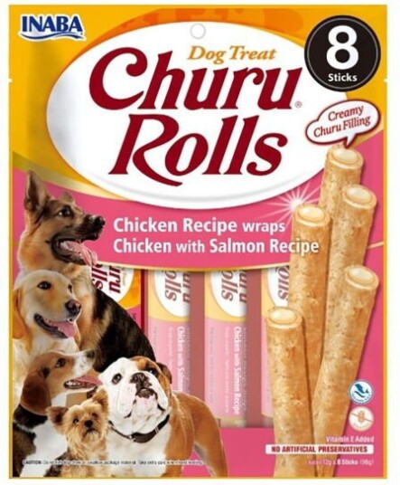 Churu Hundegodteri Kyllingrull med Laks 8x12g Churu Hundegodteri Kyllingrull med Laks 8x12g