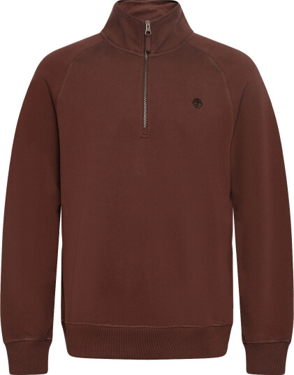 Timberland Tree Embroidered Logo 1/4 Zip Lb Sweatsh   Brown   L