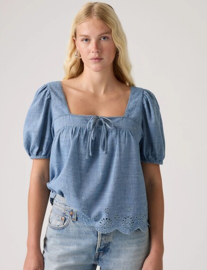 Levi"s® Darling Ss Cutwork Blouse Bree Blue XS