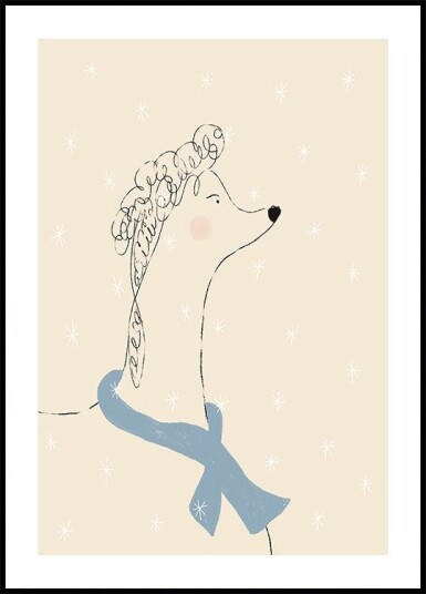 Poodle in the Snow Poster Plakat / 50x70cm