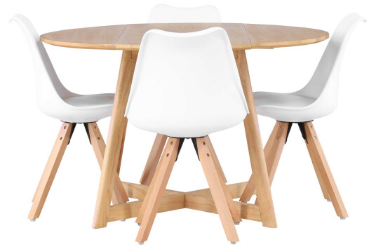 Venture Design Yadikon & Zeno spisegruppe Hvit/brun 4 stoler & bord 120 cm