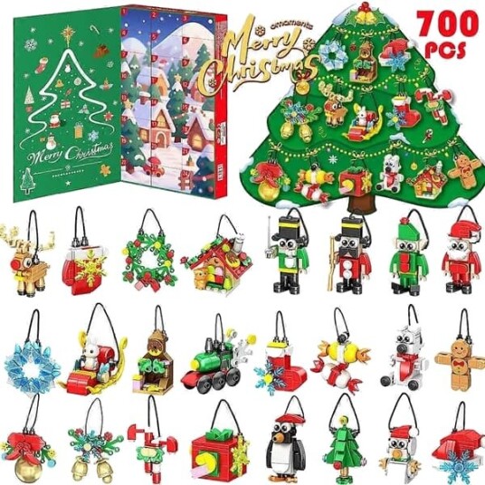 Julekalender med Juletre-Byggeklosser – Kreativt Byggeleksett for Barn