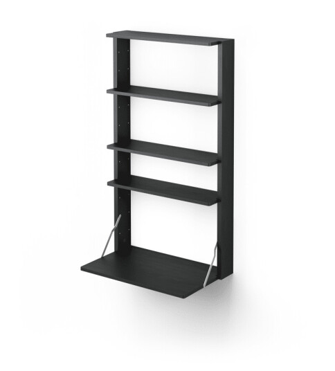 Massproductions Gridlock – M1-A4-0-D vegghylle med skrivebord Black stained Ash