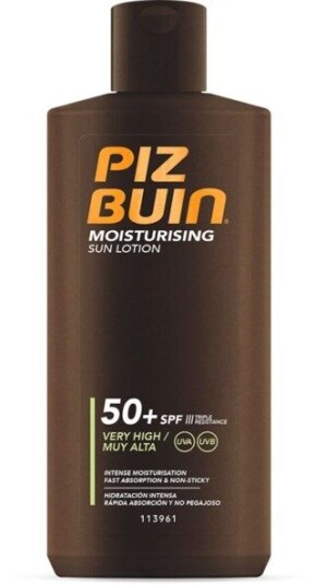 Piz Buin SPF 50+ Fuktighetsgivende Solkrem 200ml med UVA/UVB-beskyttelse