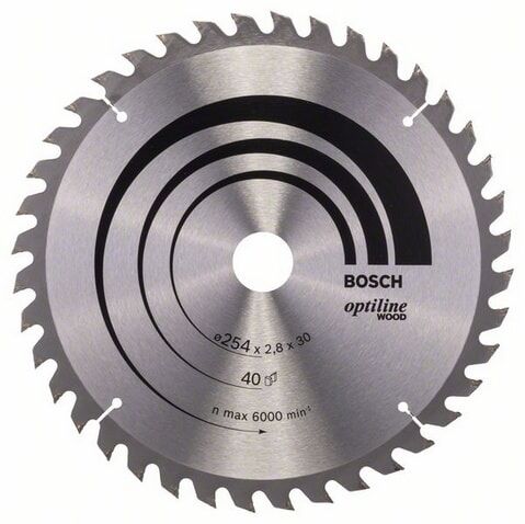 Bosch Optiline Wood 254 mm Sirkelsagblad med 40 Tenner for Tre Bosch Optiline Wood 254 mm Sirkelsagblad med 40 Tenner for Tre