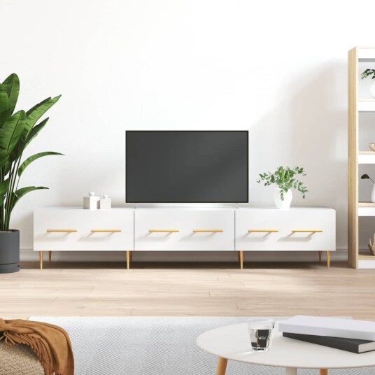 vidaXL TV-benk høyglans hvit 150x36x30 cm konstruert tre 8720845945114