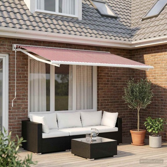 vidaXL Reserveduk til markise Rød og Hvit 600 × 300 cm Polyester