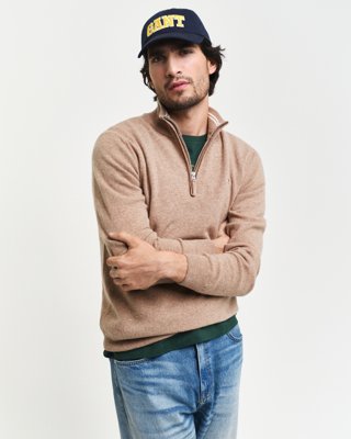Lammeullsgenser med half-zip DK SAND MELANGE XL Lammeullsgenser med half-zip DK SAND MELANGE XL