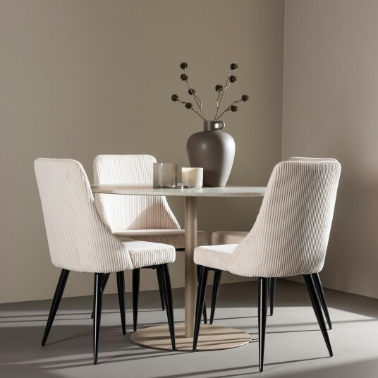 Spisegruppe Venture Home Lycke Ø110 med 4 stk Leone Stoler