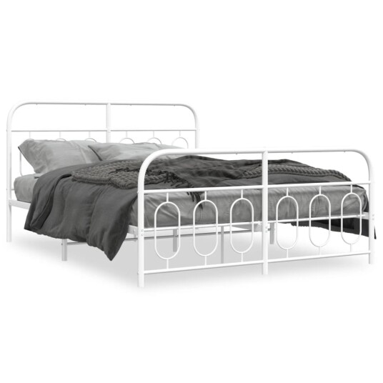 Sengeramme i metall med hode- og fotgavl hvit 140x200 cm 8721102646553