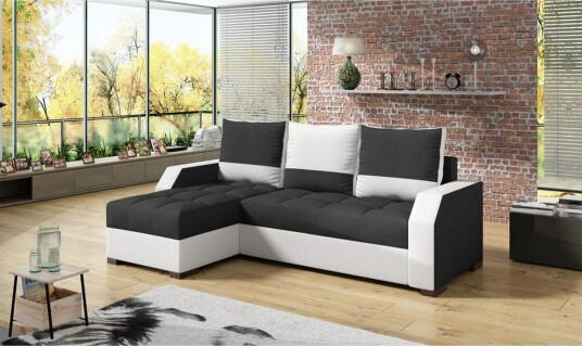 Sofa Eltap Aris 250x90 x150 cm Malmo Ny 96 Soft 17 Svart Hvit