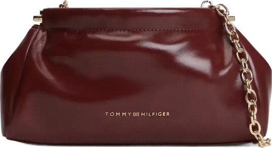 Tommy Hilfiger Th Modern Chain Clutch Patent OXBLOOD One Size