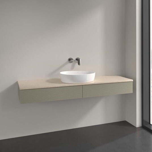 Villeroy & Boch Antao Servantskap med 2 skuffer 160x50x19 cm m/lys Steingrå/Crème