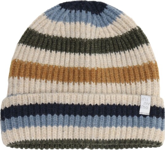 Minymo Striped Knit Hat Khaki green 48