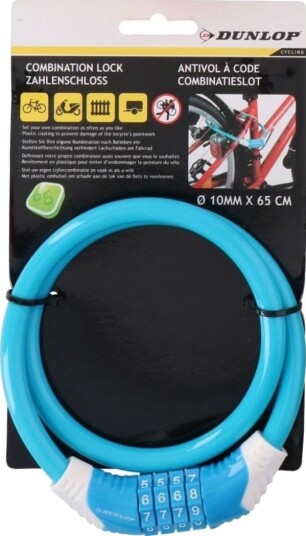 Dunlop Sykkellås Spiral Med Kode 1,0X65 Cm - Blå (1042817)