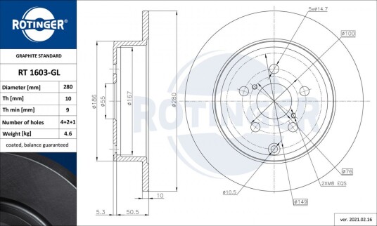 Bremseskive ROTINGER RT 1603-GL
