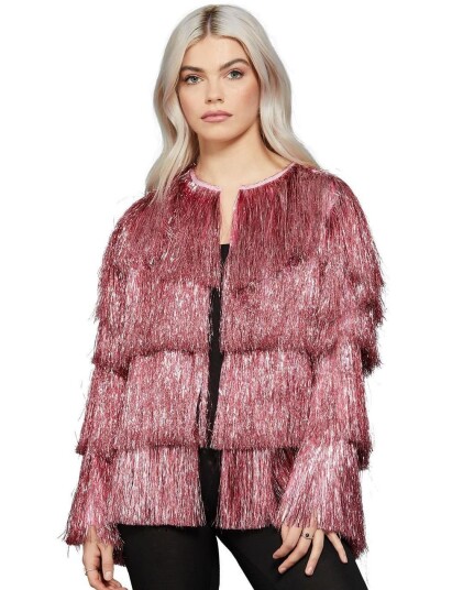 Rosa Tinsel Festivaljakke/Glitterjakke Rosa Tinsel Festivaljakke/Glitterjakke